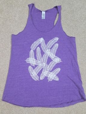Alternative Apparel Purple Racerback Tank with White Feather Graphic